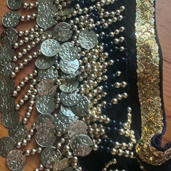Belly Dance Hip Scarf Skirt |  Black | Gold Coin | Wrap | Festival | Rave - Picture 5 of 7